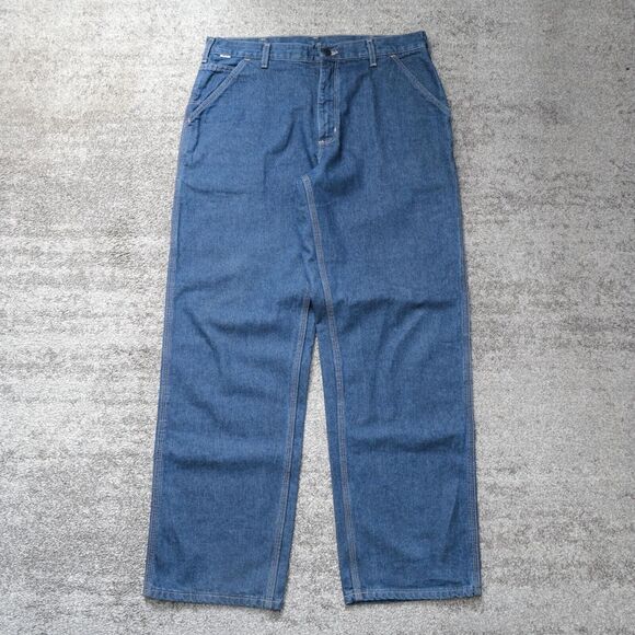 Carhartt FRB13 DNM Mens Flame Resistant Signature Denim Dungaree Size 36x34 Blue - Picture 1 of 6